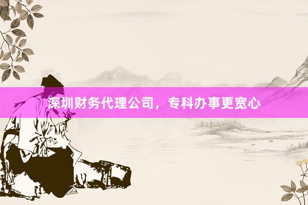 深圳财务代理公司，专科办事更宽心